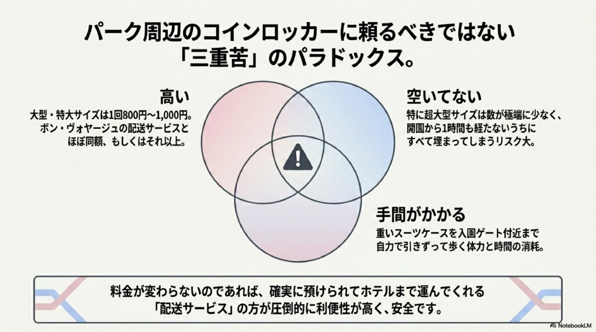 パーク周辺のコインロッカーに頼るべきではない「三重苦」のパラドックス