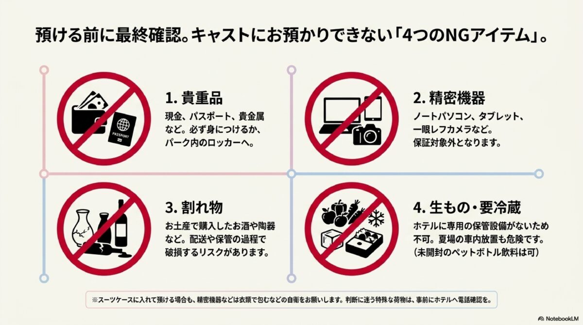 預ける前に最終確認。キャストにお預かりできない「4つのNGアイテム」