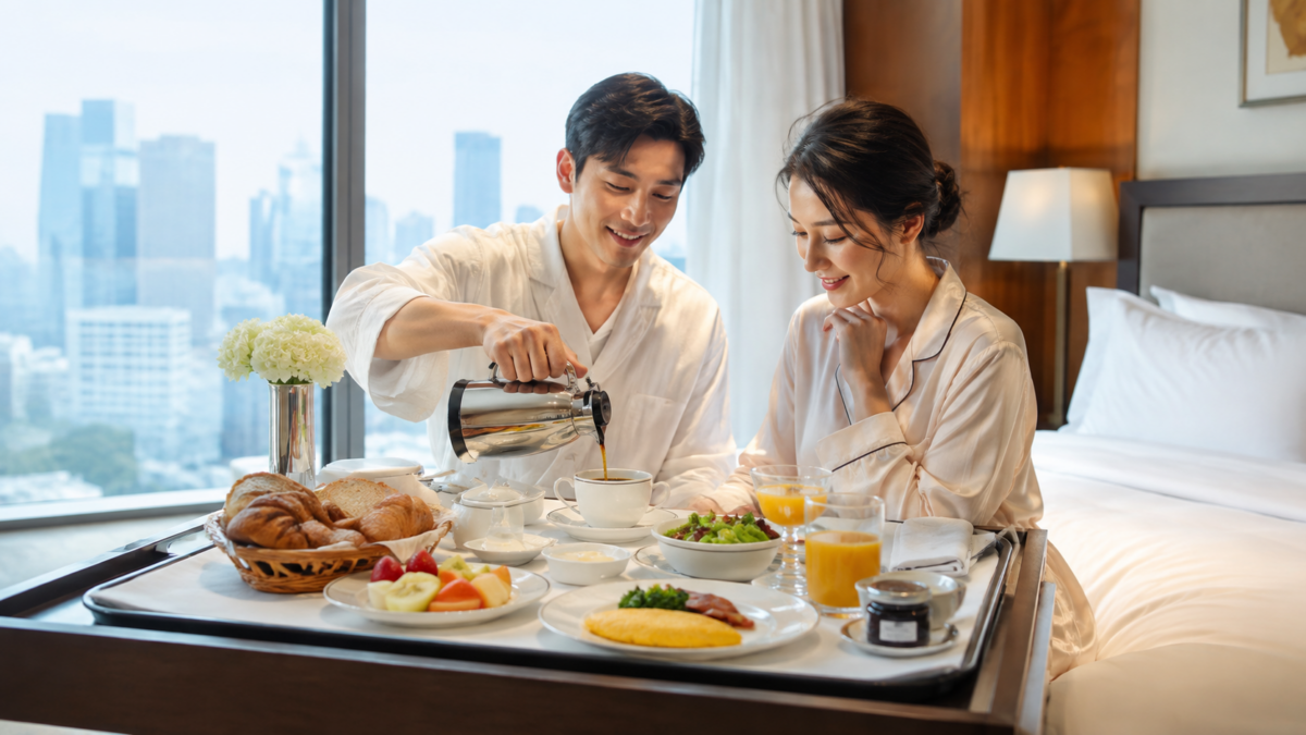 帝国ホテル大阪のルームサービスをイメージした客室で楽しむ洋朝食