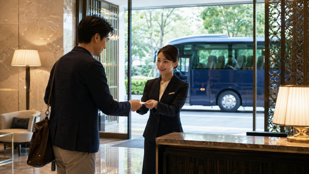 帝国ホテル大阪のシャトルバス整理券を受け取るイメージ