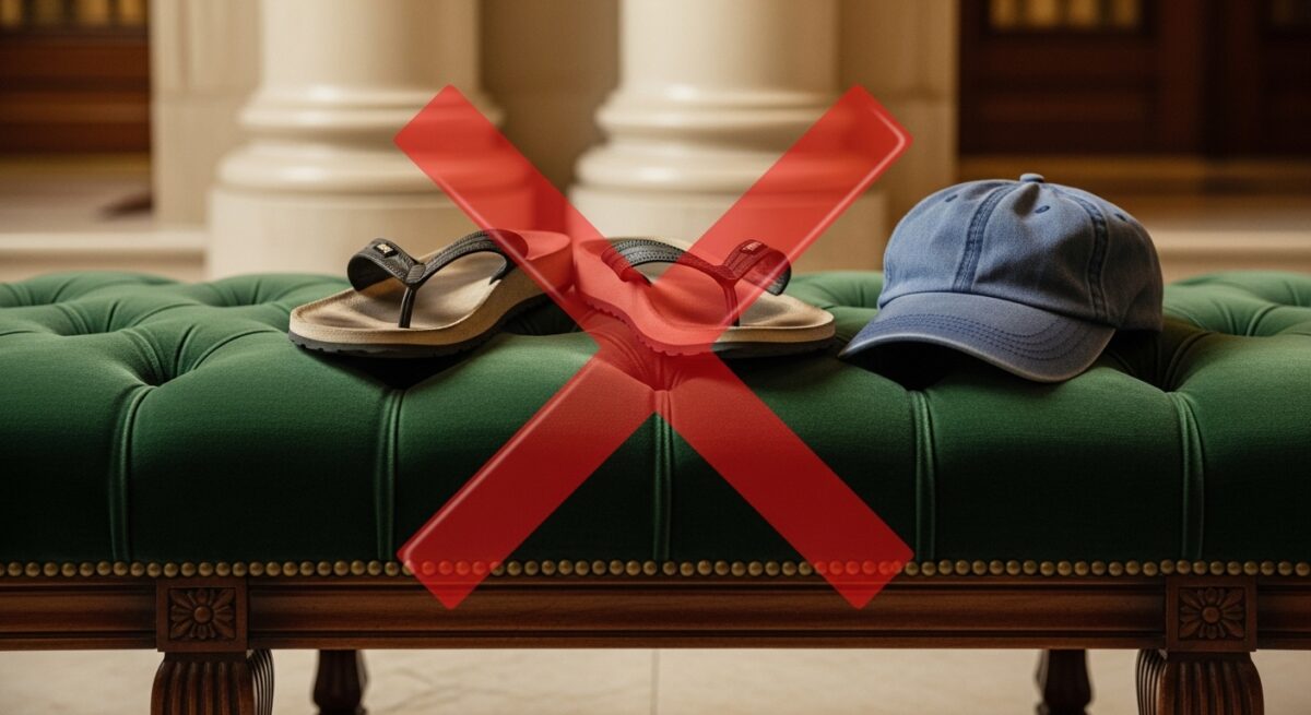 【NG例】タンクトップやハーフパンツ、サンダルなど避けたいアイテム